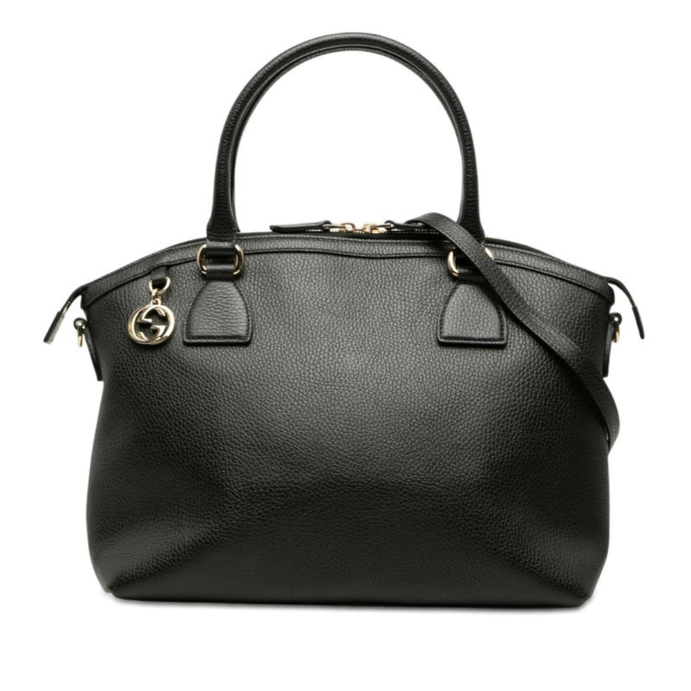 Gucci Interlocking G 2way Shoulder Bag Black Leather
